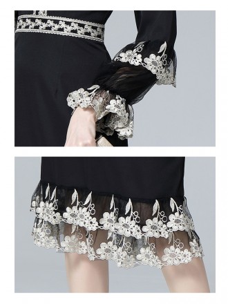 New product elegant and dignified fishtail skirt retro high -end heavy process embroidery, waist, thin OL temperament sk