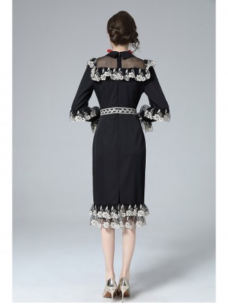 New product elegant and dignified fishtail skirt retro high -end heavy process embroidery, waist, thin OL temperament sk