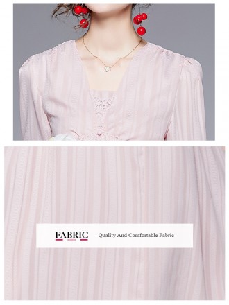 Gentle Autumn New Style Style V-neck Comfortable Jacquard Fabric Slim Lace High Waist Fairy Mid length Dress