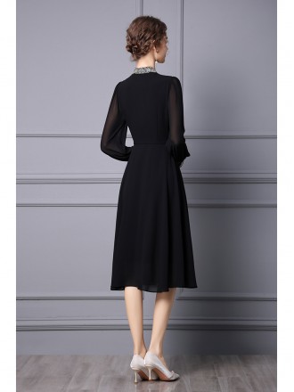 Chicken Senior Sensory Dress Autumn New Long -sleeved Golden Embroidery Slender Middle Long Skirt