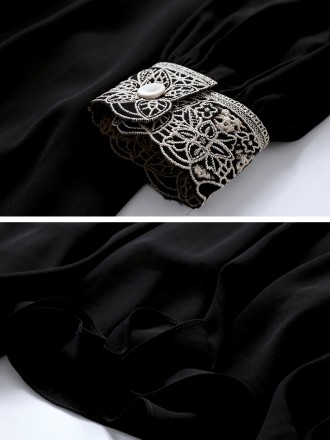 Chicken Senior Sensory Dress Autumn New Long -sleeved Golden Embroidery Slender Middle Long Skirt