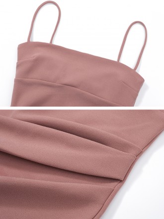 Spring and summer new pink camisole dress fold waist waist temperament high -level sexy hip short skirt female