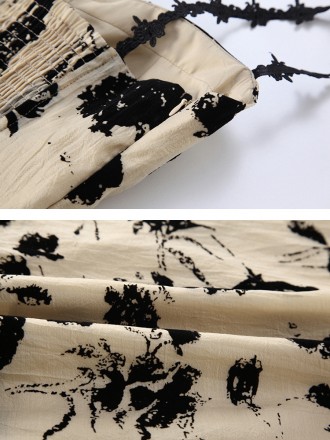 Summer new Herbon style retro niche back printing dress women's sexy suspended skirt tide