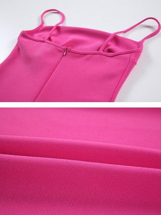 Summer new solid color high -level sensory minimalist camisole dress high waist split slim skirt children's wave