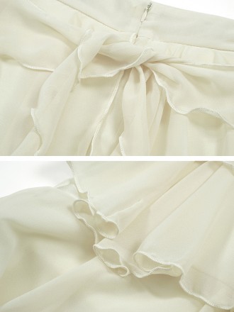 Spring and summer new apricots hanging neck off -the shoulder top, waist, women's short skirt, two -piece suit