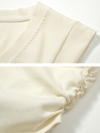 Spring/Summer New Sleeveless Tank Top with Bow Fold Design Thread T-shirt Women's Top