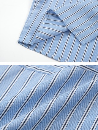 Spring/Summer New Embroidery Design Academy Style Shirt Women's Blue Stripe Short Top