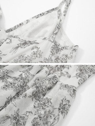 Summer new holiday floral fragments irregular hem loose V camonusar dress female