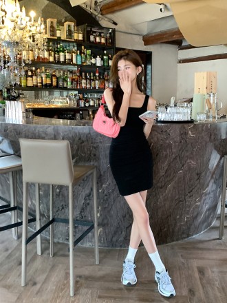 Summer New Style Pure Spicy Girl Covers Side Breast, Slim Wrapped Hip Dress Slip dress Female
