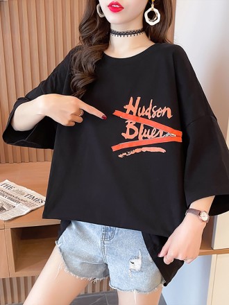 Personalized Short Sleeve T-shirt Women's Loose Medium Length New Summer Loose Design Sense Top