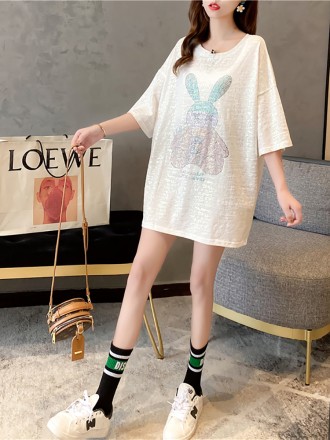 Short sleeved t-shirt for women's ins trendy oversized loose and stylish open back lace patchwork top