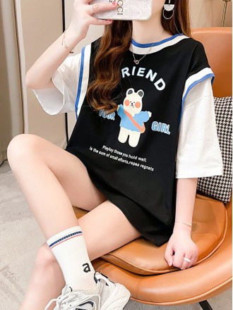 Short sleeved T-shirt for women Spring/Summer Korean design, cartoon sweater, loose top for women