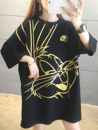 Cartoon gilded short sleeved t-shirt for women's ins trendy new summer clothing Korean version base shirt