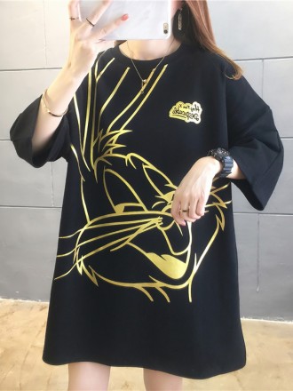 Cartoon gilded short sleeved t-shirt for women's ins trendy new summer clothing Korean version base shirt